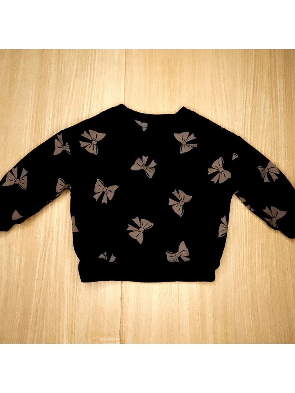 Baby Gap Infant Girls Black Sweatshirt Grey Bow Print 6-12 Months